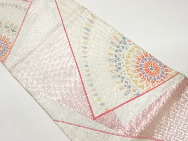 佐賀錦斜め色紙に華紋模様織出し袋帯